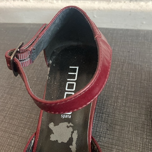 Moda Spana Red Marron leather Mary Jane's square toe - Picture 11 of 15